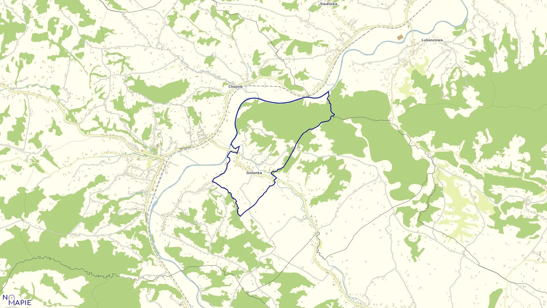 Mapa obrębu Golanka w gminie Gromnik