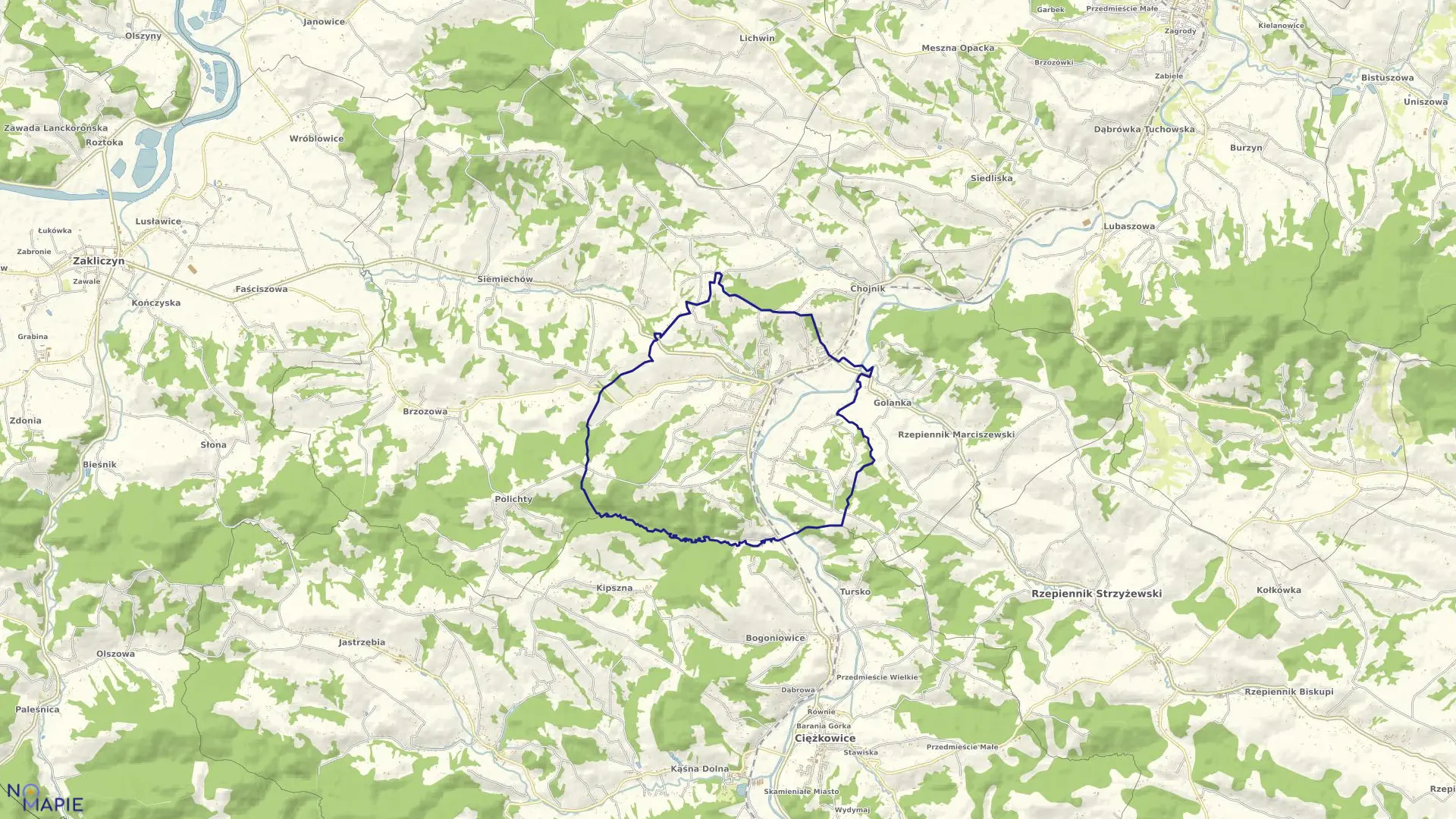 Mapa obrębu Gromnik w gminie Gromnik