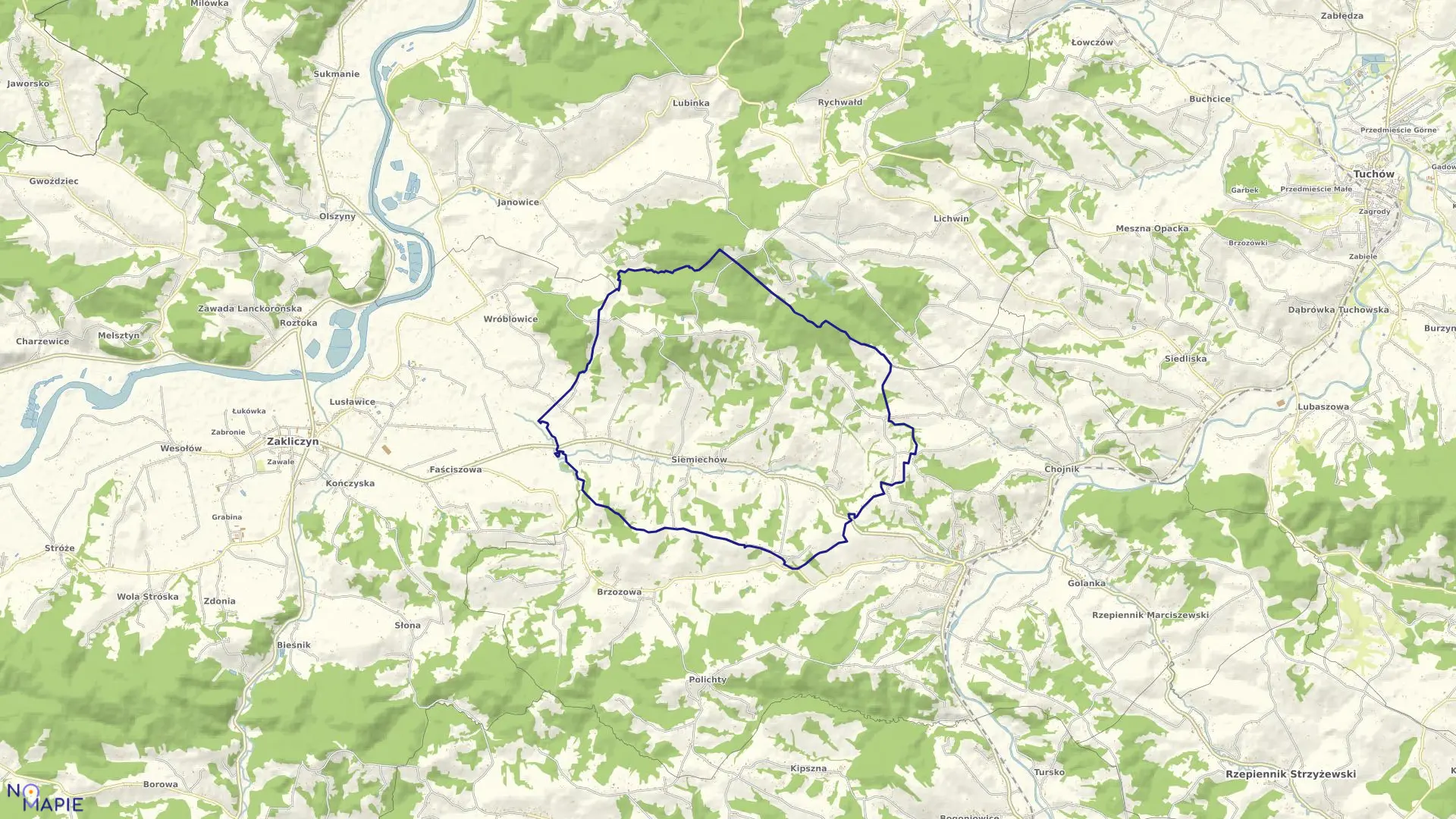 Mapa obrębu Siemiechów w gminie Gromnik